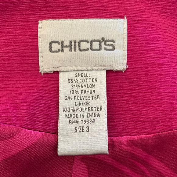 Chico’s light weight Spring jacket, size 3, color vibrant pink. - Picture 3 of 3
